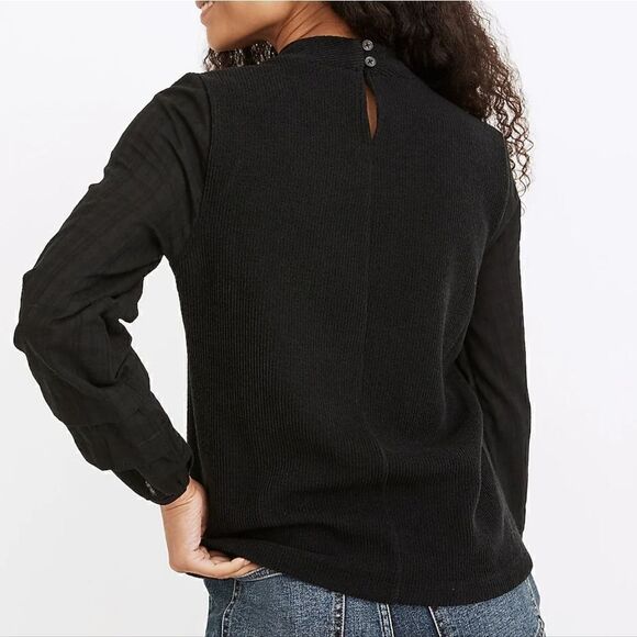 Madewell Weavemix Mockneck Bubble-Sleeve Top - Picture 9 of 9